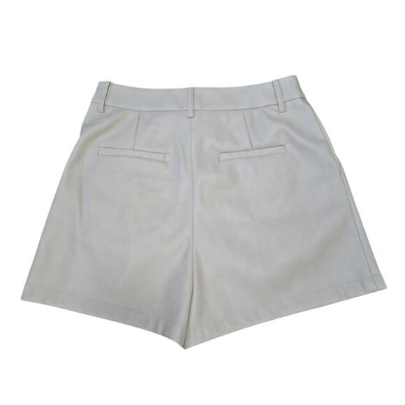 NWT 7‎ For All Mankind Camel Tan Vegan Leather Shorts Size Large Neutral Minimal - Picture 2 of 12